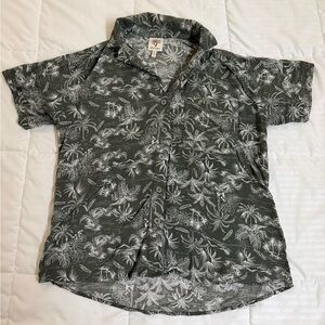Self Esteem Leaf Print Shirt - Gray and White